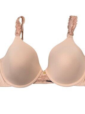 Natori 25060 Rose Beige Underwire Bra 38C Lace Straps Lightly Lined Smooth Cups